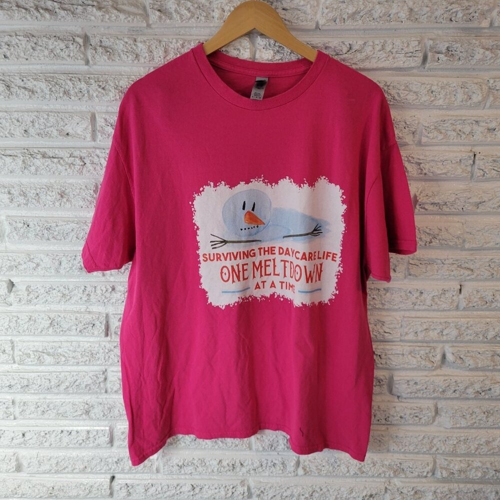 Gildan Women's XL Pink Cotton T-Shirt Child Day Care Worker Teacher NOV71XE